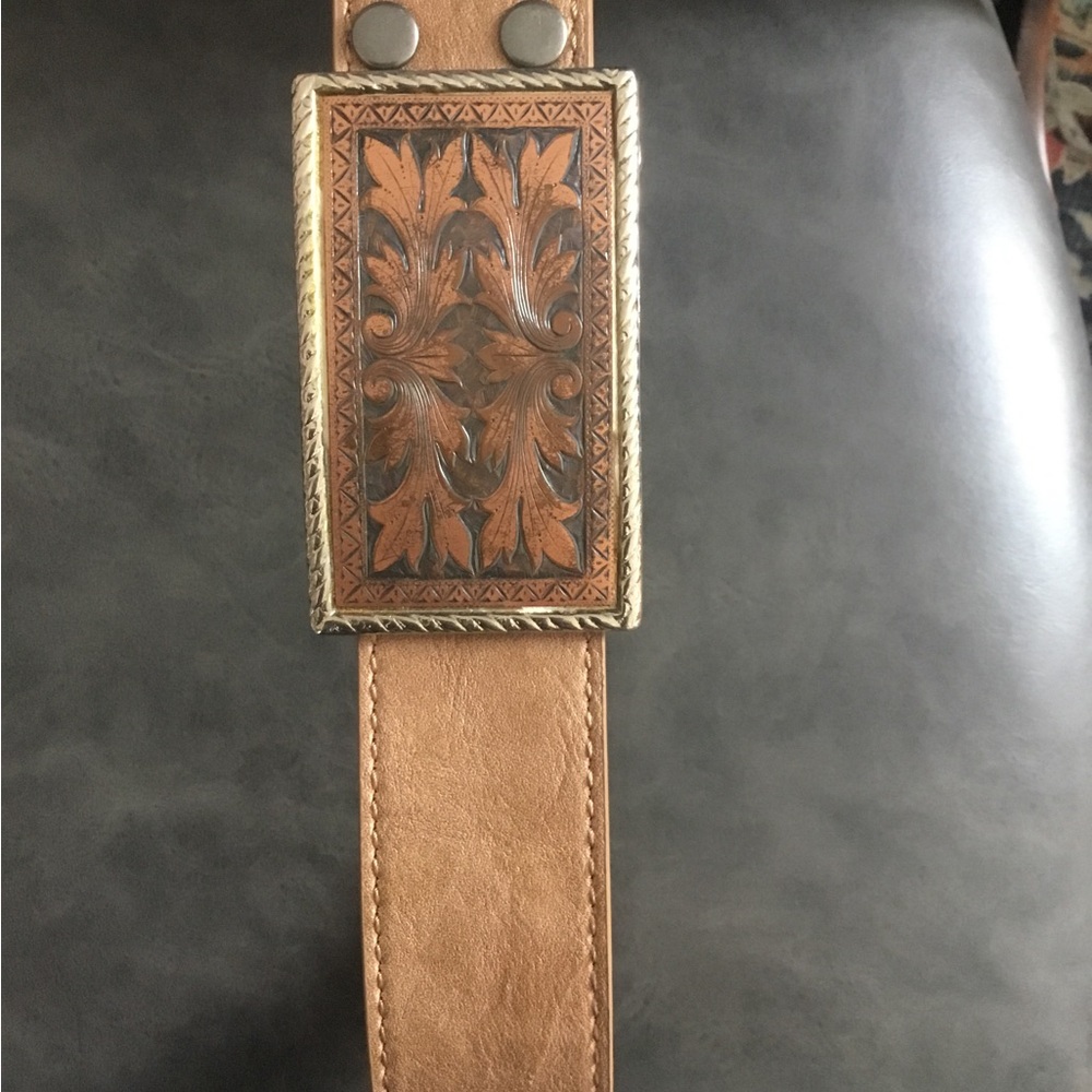 Brown Suede Leather Women's Belt - Picture 5 of 6